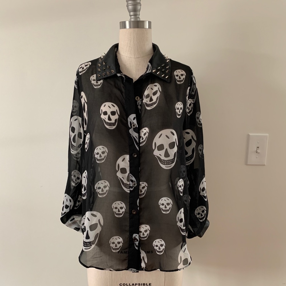Skull shirt chiffon S
